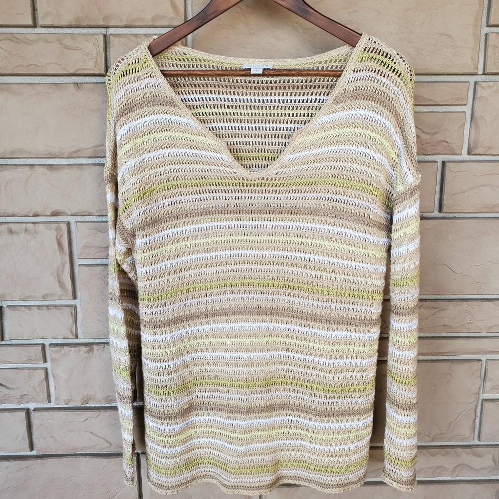 J. Jill Open Weave Linen Blend Pullover Size Small